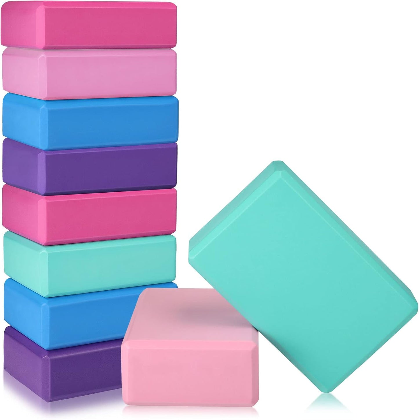 10 Pcs Yoga Blocks Bulk EVA Foam Blocks High Density Foam Brick Yoga Accessories, Improve Strength and Aid and Flexibility, Supportive Soft Non Slip Surface for Pilates (Multicolor)