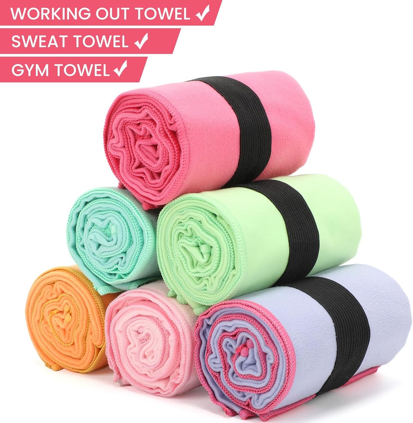 6 Pack Microfiber Gym Towel Quick Dry Lightweight Workout Gear for Men Women Sports Exercise Fitness Tennis Running Riding Hiking Camping Yoga Sweat Towels(6 Pack(Light))