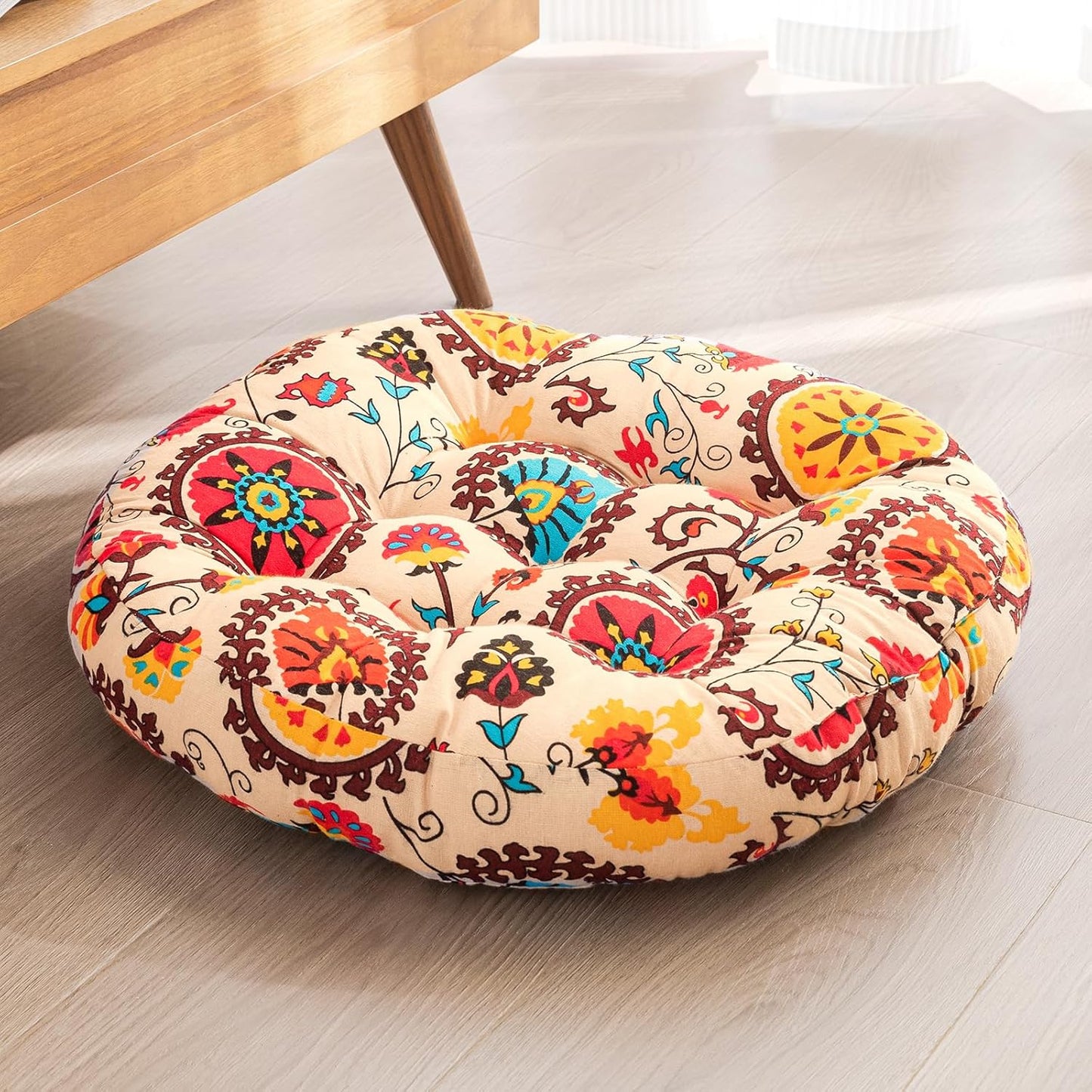 Round Meditation Floor Cushions,Large Floor Pillow Sitting for Adults and Kids, Seats for Yoga Cushion Seating Pad Balcony Bedroom Tatami Living Room,22x22 Inch