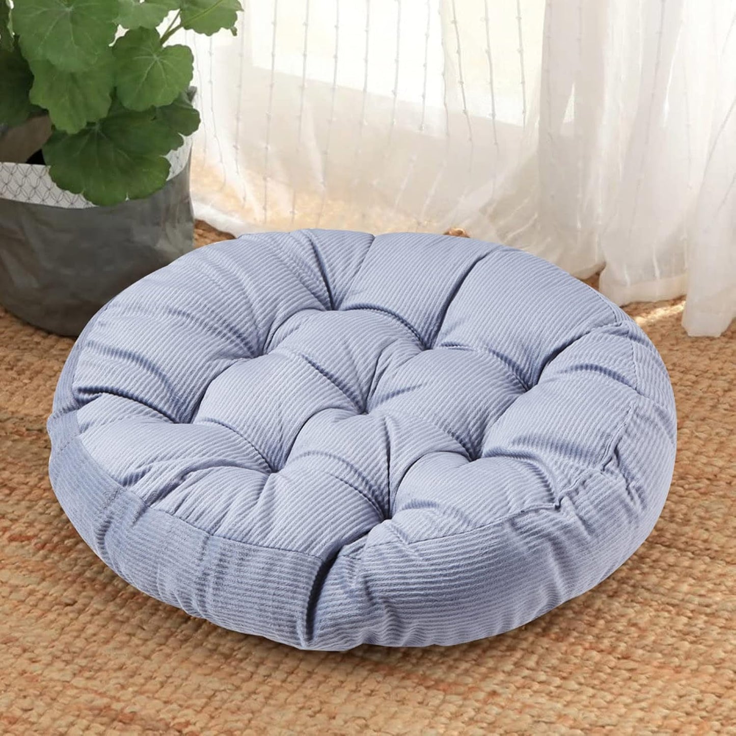 Floor Pillow Cushion, 22 Inch Round Seat Cushions Thick Meditation Cushion for Yoga Living Room Sofa Balcony Indoor & Outdoor (Gray)
