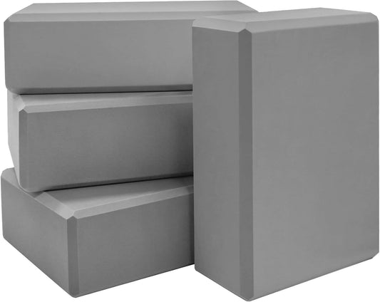 Yoga Blocks 4 Pack - Premium EVA Foam Bricks for Pilates Workout, Stretching, Meditation - Yoga Brick for Flexibility,  , Spine Strength, Non-slip and Lightweight Exercise Blocks
