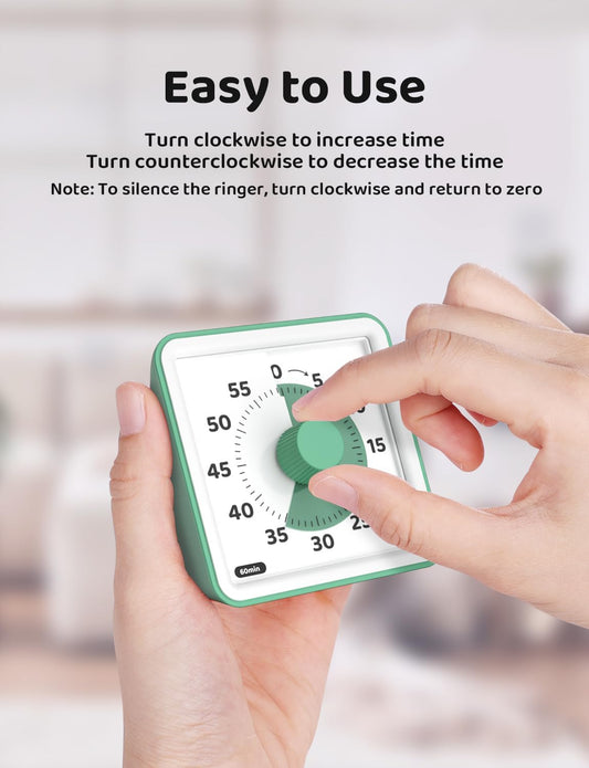 Visual Timer for Kids, 60-Minute Countdown Timers for Classroom Office Kitchen with Silent Operation, Kids Timer for Teaching (Batteries Included)