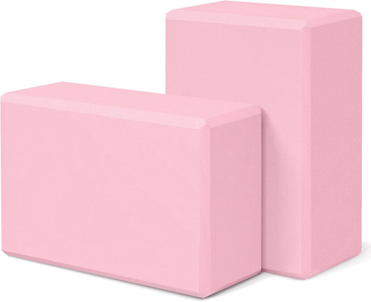 Yoga Block 2 Pack 9"x6"x3", Sturdy Yoga Foam Blocks, High Density & Non Slip Surface for Pilates & Stretching, Fitness Accessories for Stability &