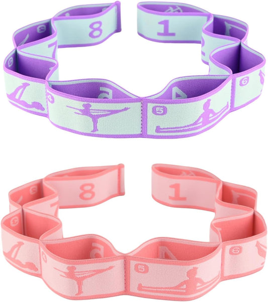 Elastic Yoga Stretching Strap with Loops,  Stretch Straps For Physical Therapy, Pilates Stretch Band, Elastic Exercise Bands, Leg Stretching Strap, Stretch Resistance Bands For Exercise