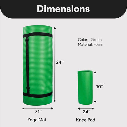 71x24 Inches Yoga Mat with Knee Pad and Optional Blocks – Extra 1-Inch Thick Non-Slip Foam with Anti-Tear Surface and Carrying Strap for Home, Studio, or Gym Workouts