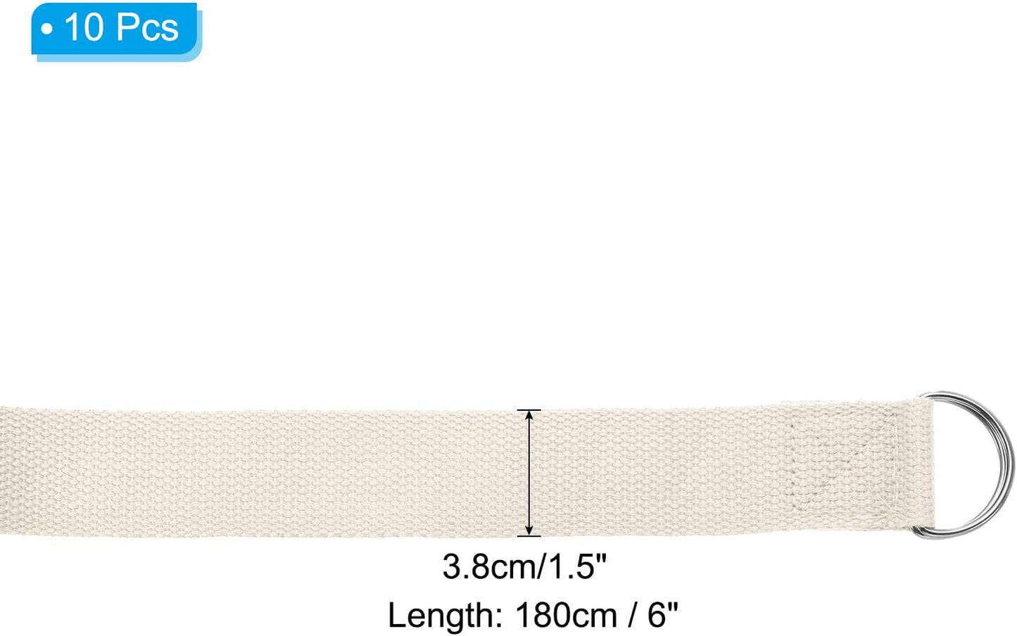 Yoga Strap for Stretching, Cotton Yoga Belt with Adjustable Metal D-Ring Buckle Stretch Band for Fitness Pilates