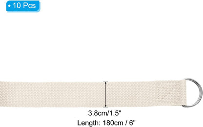 Yoga Strap for Stretching, Cotton Yoga Belt with Adjustable Metal D-Ring Buckle Stretch Band for Fitness Pilates