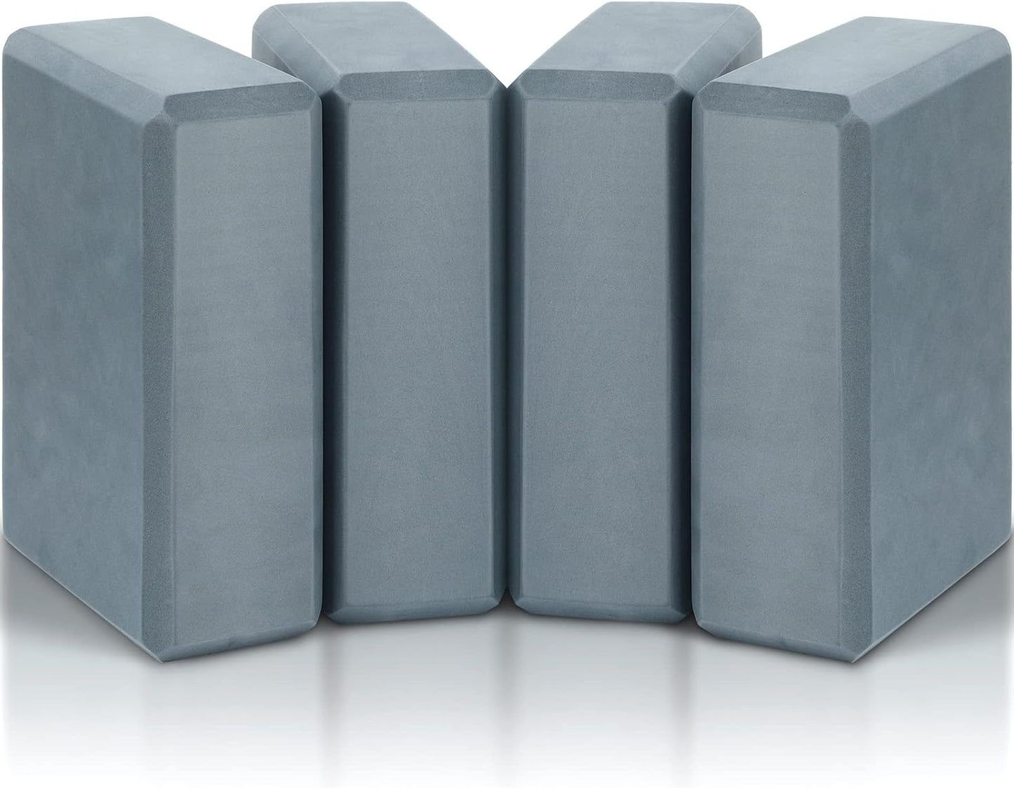4 Pcs Yoga Blocks Soft EVA Foam Supportive Yoga Brick Non Slip Exercise Block Equipment for Pilates Exercise Workout Meditation Supplies, Grey, 9 x 6 x 3 Inches