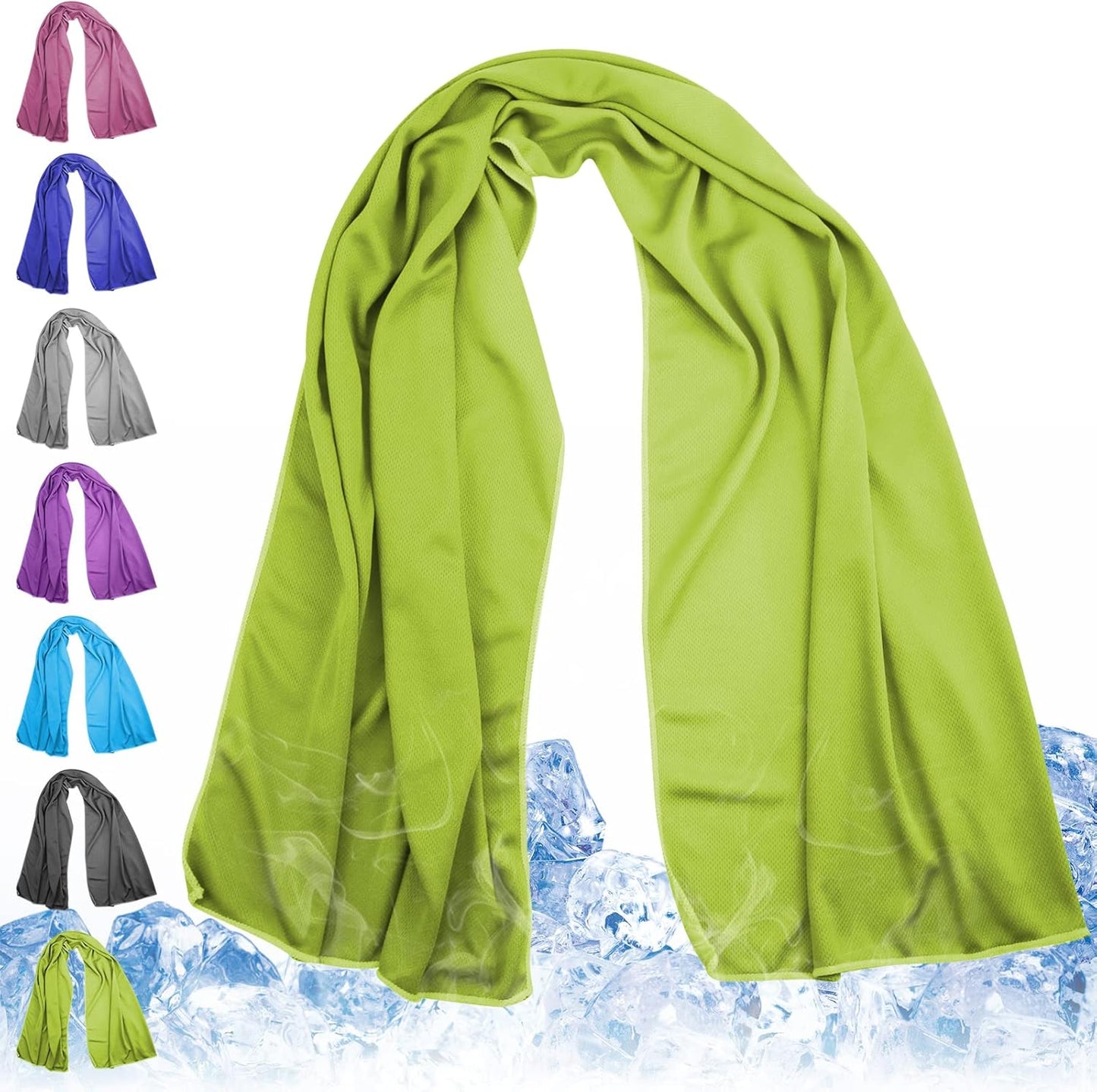 Cooling Towels 43.3" x 15.7" Lime Green - Ice Towel, Sweat Towel, Cooling Towels for Neck & Face & Cooling Neck Wraps for Summer Heat - Neck Cooler for Quick Cool Down for Gym, Running, Golf Sports