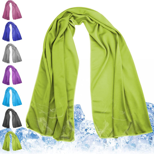 Cooling Towels 43.3" x 15.7" Lime Green - Ice Towel, Sweat Towel, Cooling Towels for Neck & Face & Cooling Neck Wraps for Summer Heat - Neck Cooler for Quick Cool Down for Gym, Running, Golf Sports