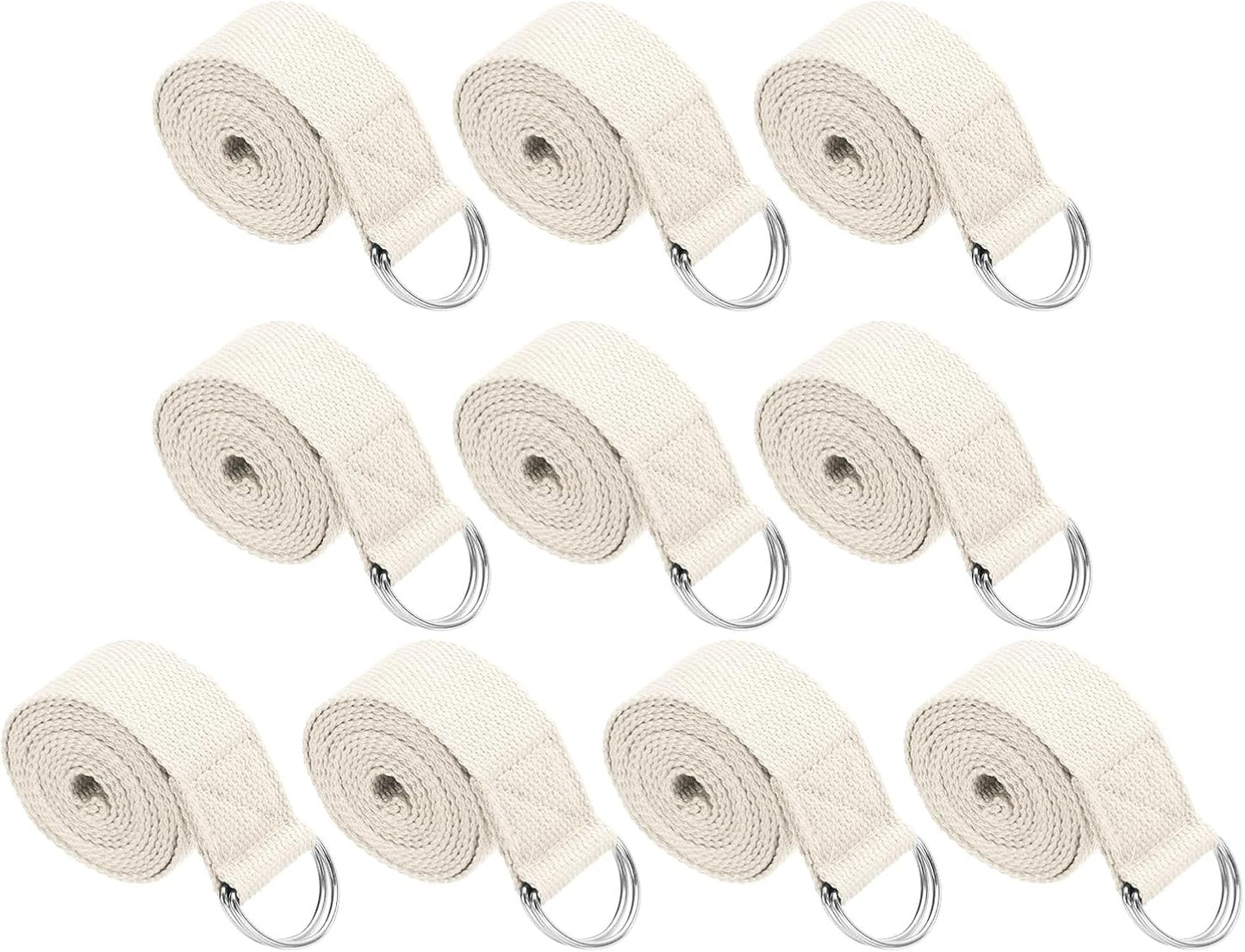 Yoga Strap for Stretching, Cotton Yoga Belt with Adjustable Metal D-Ring Buckle Stretch Band for Fitness Pilates