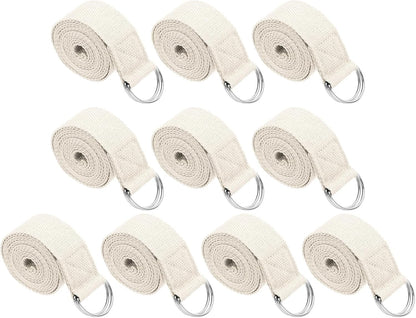Yoga Strap for Stretching, Cotton Yoga Belt with Adjustable Metal D-Ring Buckle Stretch Band for Fitness Pilates