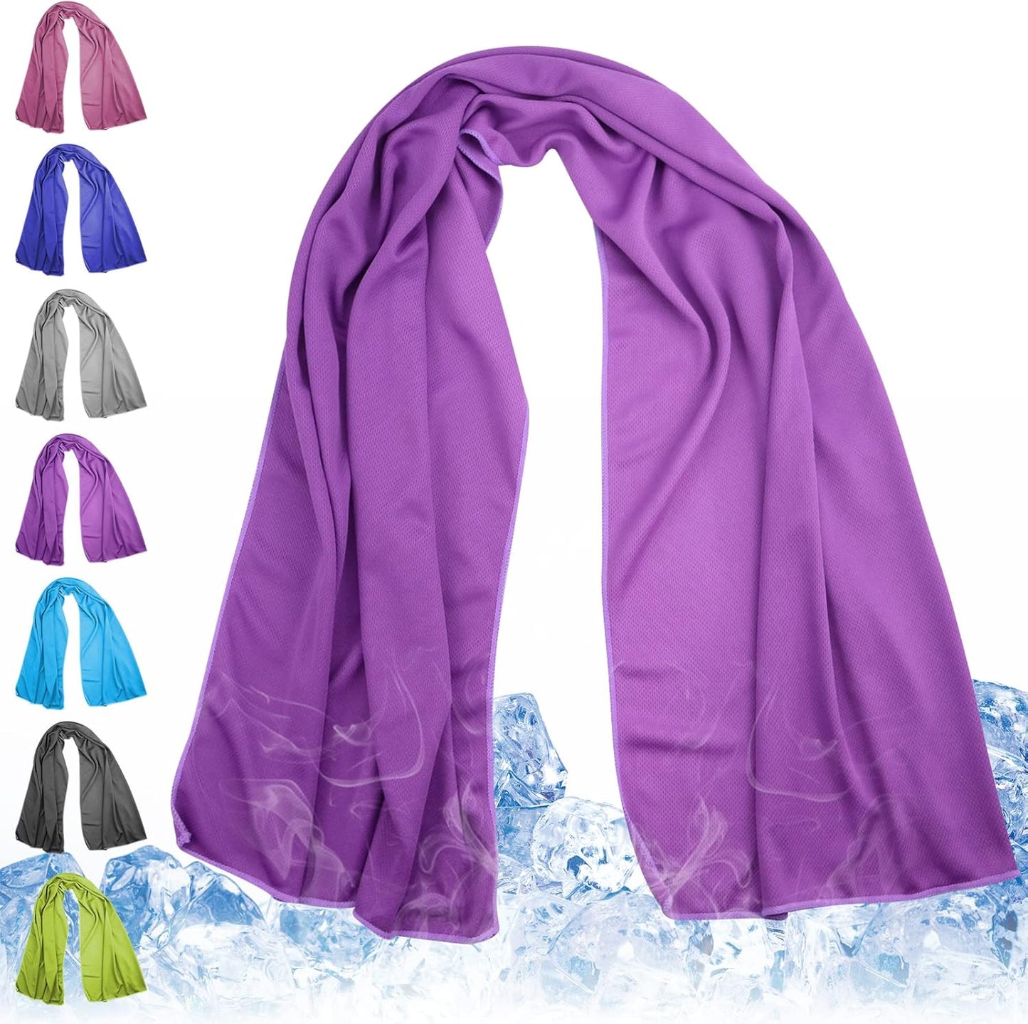Cooling Towel for Neck and Face - 43.3" x 15.7" - Quick-Dry Microfiber - Ideal for Hot Weather, Gym, Fitness, Camping, Yoga, Run Gift - Purple