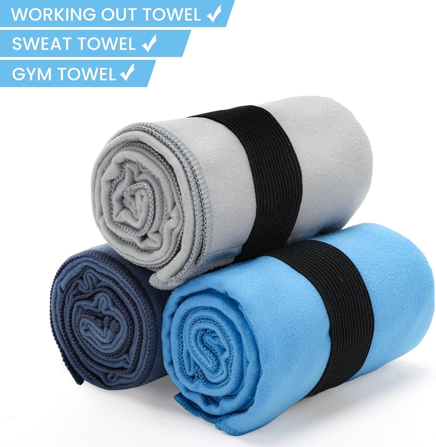 3 Pack Gym Towel Men Women Quick Dry Microfiber Workout Gear for Body Sweat Sports Exercise Fitness Tennis Running Cycling Hiking Weight Lifting Yoga Towels(3 Pack)