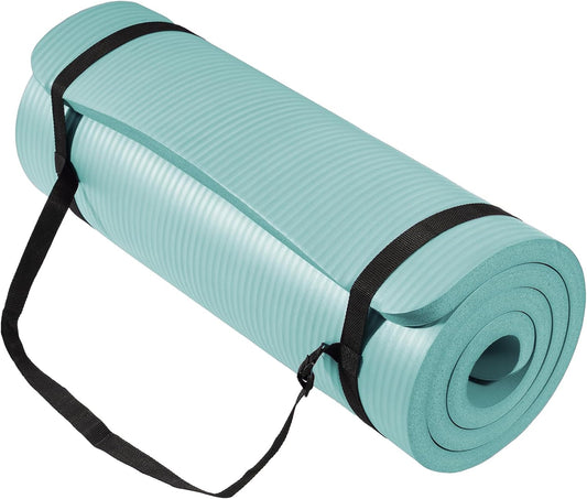 Yoga Mat 1-Inch Extra Thick High-Density Exercise Mat with Non-Slip Surface & Carry Strap for Men & Women Tear-Resistant Pilates Workout Mat for Home Gym, Floor Fitness, Multiple Colors