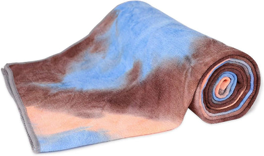 Non Slip Yoga Towel - Hot Yoga Towel with Non Slip Grip, Foldable,  - Multicolor - Blue