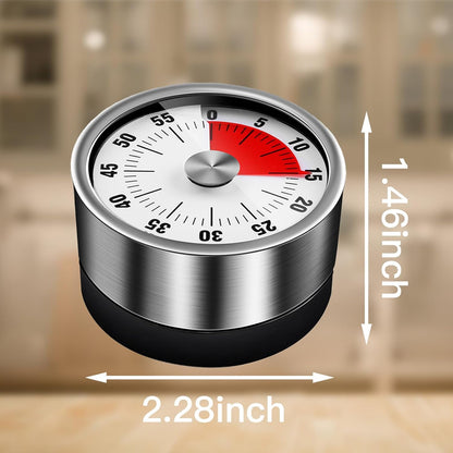 2pcs Magnetic Mechanical Kitchen Visual Timer, Countdown 60 Minute Wind Up Reminder Tool for Baking Cooking Steaming Tanning Learning White