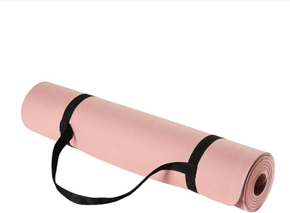 1/4 Inch Thick TPE Exercise Yoga Mat with Carrying Strap