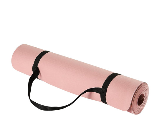 1/4 Inch Thick TPE Exercise Yoga Mat with Carrying Strap
