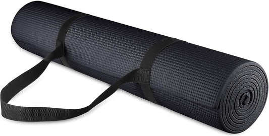 All Purpose 1/4-Inch High Density Anti-Tear Exercise Yoga Mat with Carrying Strap, Multiple Colors