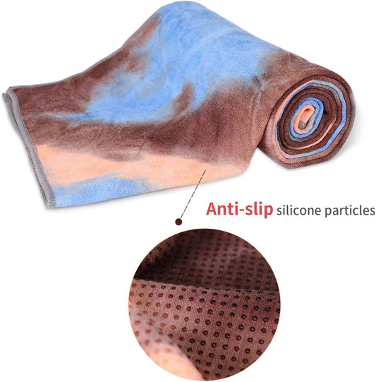 Non Slip Yoga Towel - Hot Yoga Towel with Non Slip Grip, Foldable,  - Multicolor - Blue