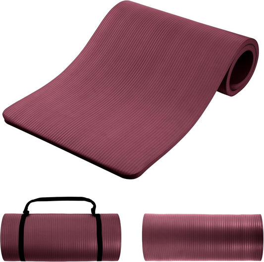 1-Inch Premium Yoga Mat,High-Density NBR Foam,1 Inch Thick Yoga Mat for Superior Cushioning and Joint Protection,Non-Slip for Pilates,Gym & Exercise