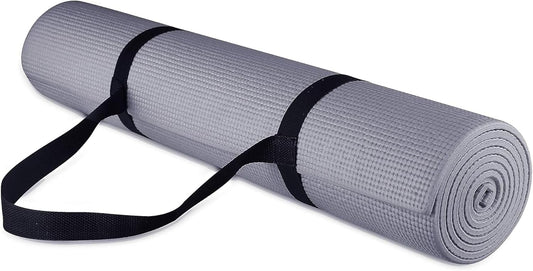 All Purpose 1/4-Inch High Density Anti-Tear Exercise Yoga Mat with Carrying Strap, Multiple Colors
