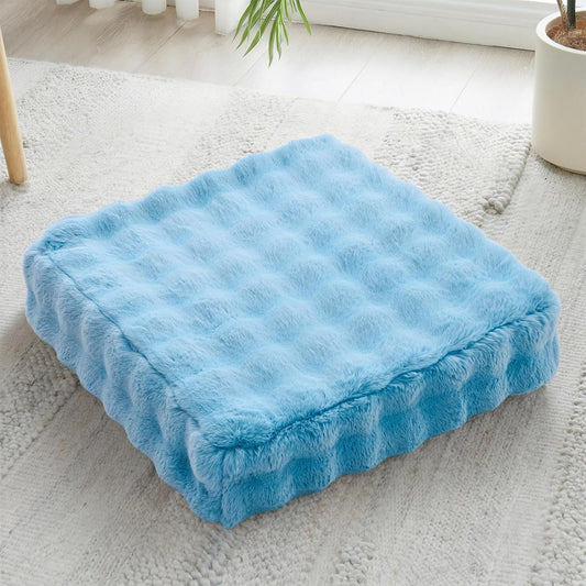 22 inches Floor Pillow for Adults - Large Meditation Cushion with Thick Foam & Soft Tufted Cover - Premium Outdoor Square Floor Cushion Seat - Yoga Pillows for Sitting On Floor - Sky Blue