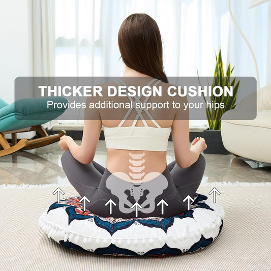 32 in Meditation Floor Cushion, Round Large Floor Pillow for Adult, Yoga Pillows for Sitting On Floor, , Memory Foam Filling