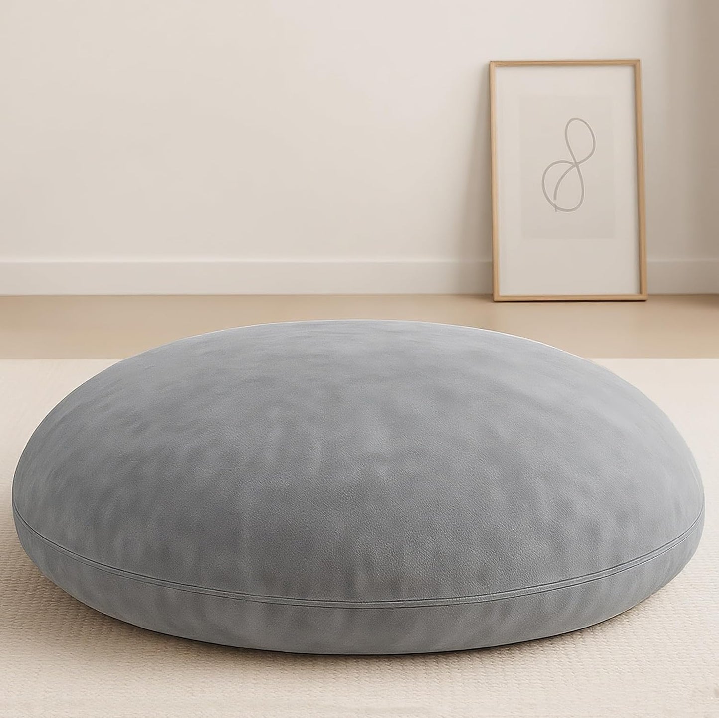 Large Meditation Cushions – Round Floor Pillows for Adults with Removable Washable Cover, Soft and Supportive Floor Cushion for Yoga, Seating and Dog Bed, 32 inch - Grey