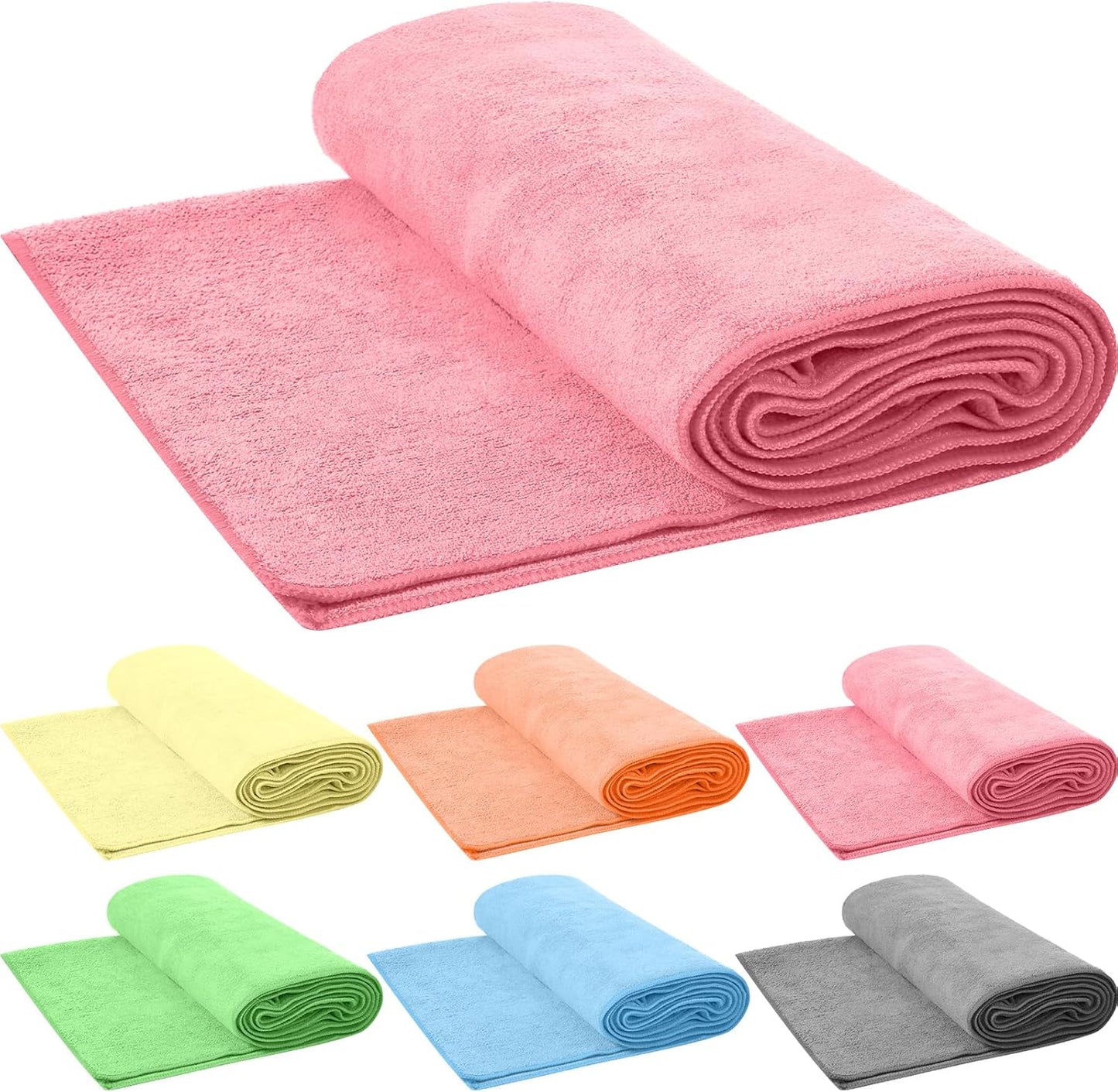 Hot Yoga Towel Bulk Non Slip 27" x 72" Microfiber Anti Slip Absorbent Multicolor Wicking Pilates Yoga Mat Towel for Women Men Pilates (Multicolor,6 Pcs)