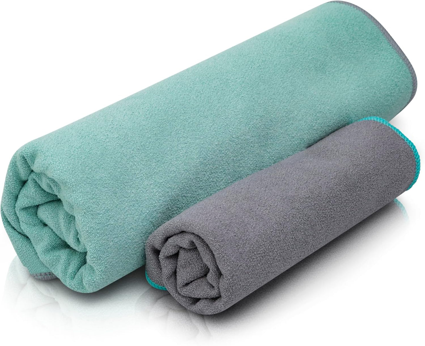 72" x 26.75" Long Yoga Mat Towel Plus Compact Face Towel – Ideal for Hot Yoga - Full Length, Absorbent, Non Slip, Microfiber Material for Workout, Gym - Pack of 2 Towels