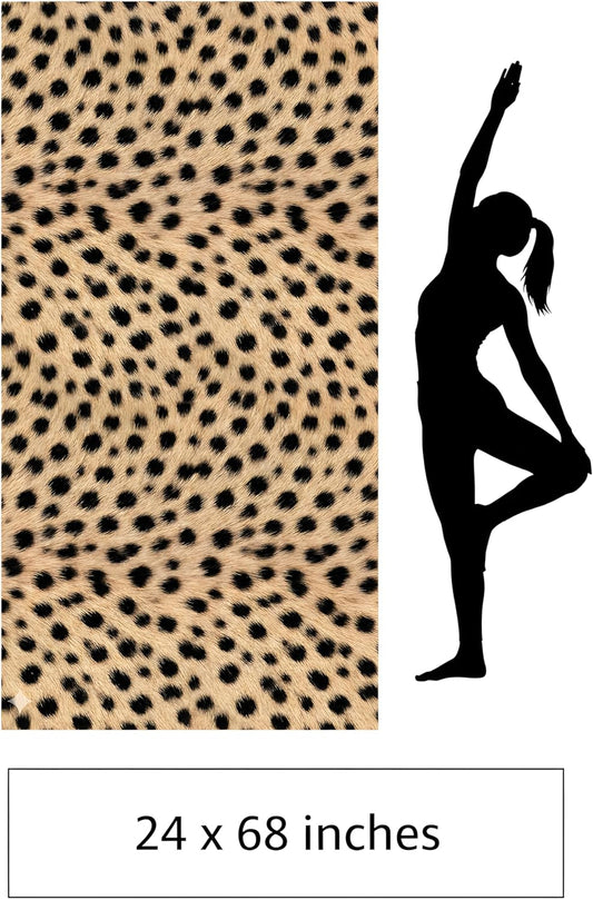 Cheetah Print Yoga Mat for Women – Cute Animal Pattern, Non-Slip Microsuede - Rubber - Fashion Yoga, Pilates, Stretching - Meditation Mat