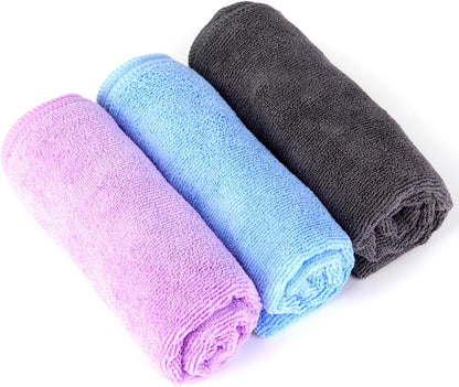 Microfiber Gym Towels Set for Sports Fitness, Yoga, Workout, Exercise, Tennis, Super Soft and Quick-Drying Gym Towels for Women Men (3 Pack, Grey+Blue+Purple)