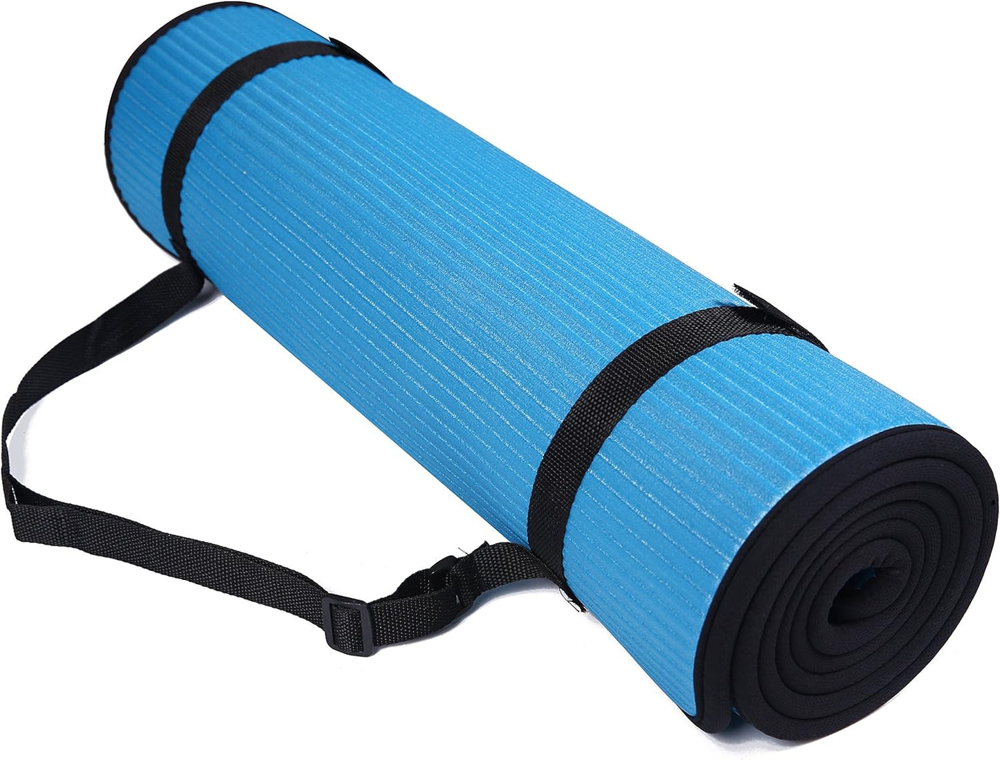 All-Purpose 2/5-Inch (10mm) Extra Thick High Density Anti-Slip Exercise Pilates Yoga Mat with Carrying Strap, Multiple Colors