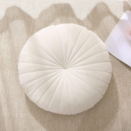 Floor Pillow Meditation Cushion Round Large Floor Pillows Seating for Adults, Velvet Thick Floor Cushions for Yoga Living Room Balcony Outdoor Tatami 18inches（Beige）